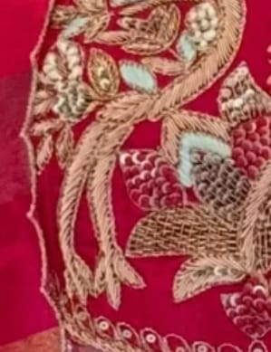 Customer photo review of Rose Petal Chanderi Handwork Suit Set