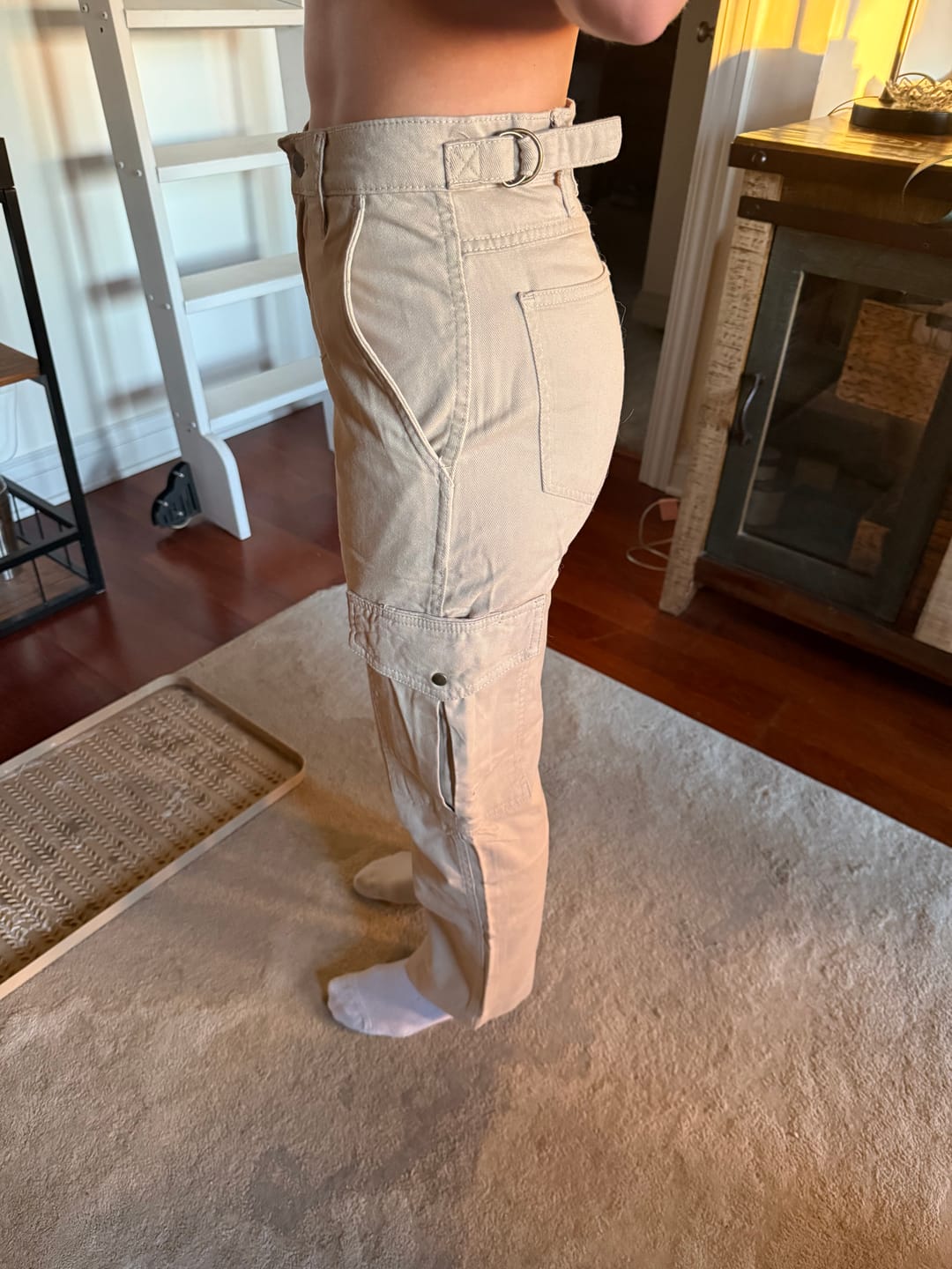 Customer photo review of Mid Rise Cargo Pants - Stone