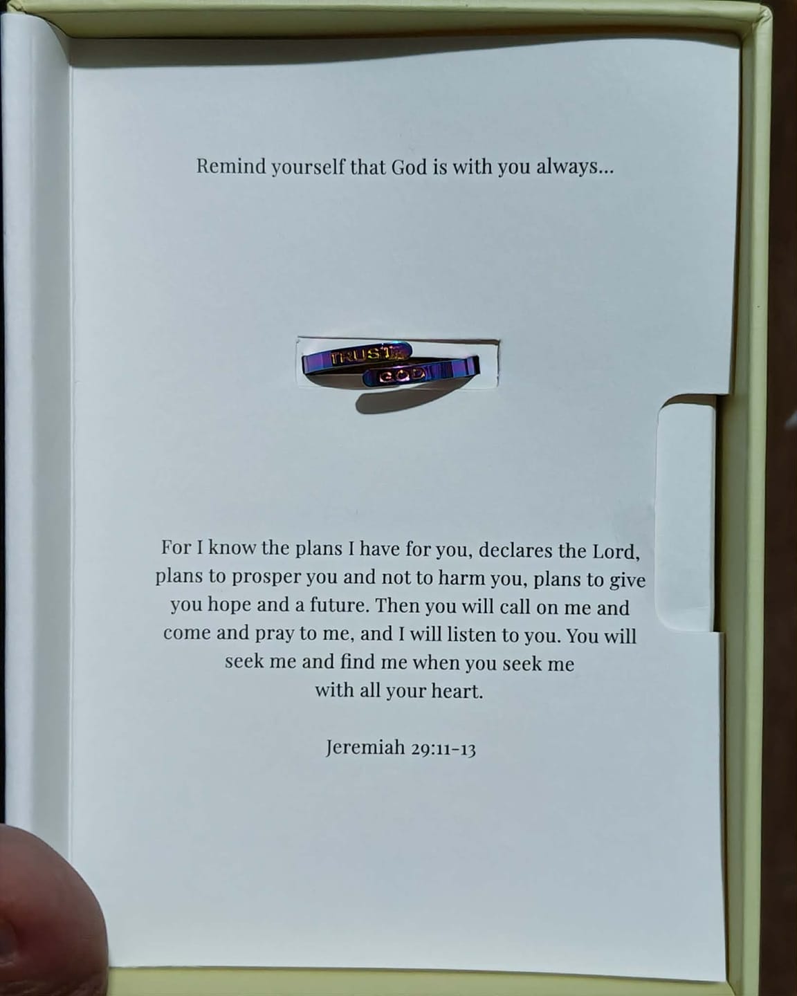 Customer photo review of Colored Trust God Ring  (Adjustable size)