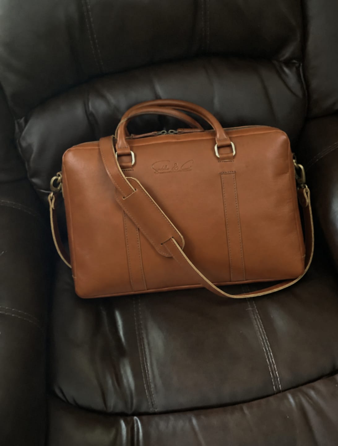 Customer photo review of Elysian | Leather Executive Briefcase