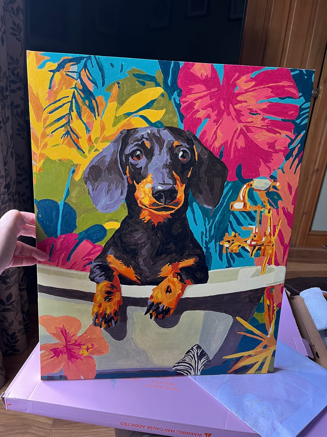 Customer photo review of Tropical dachshund | Paint by Number