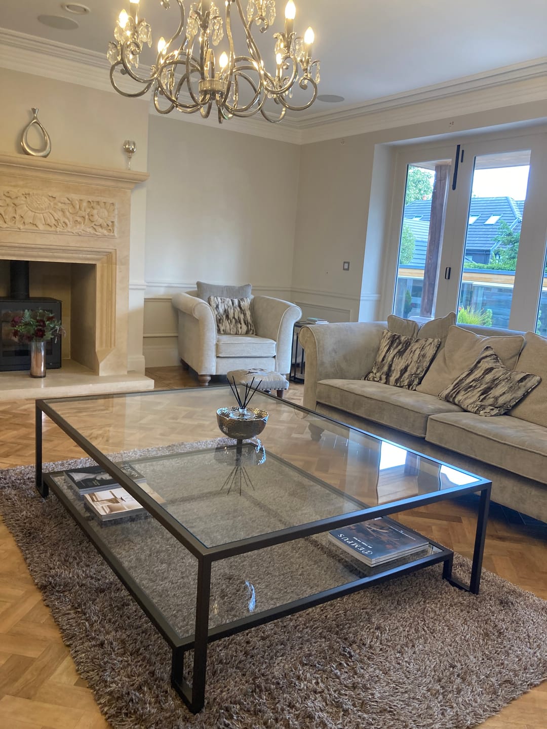 Customer photo review of Hudson Glass Metal Coffee Table - Dark Bronze