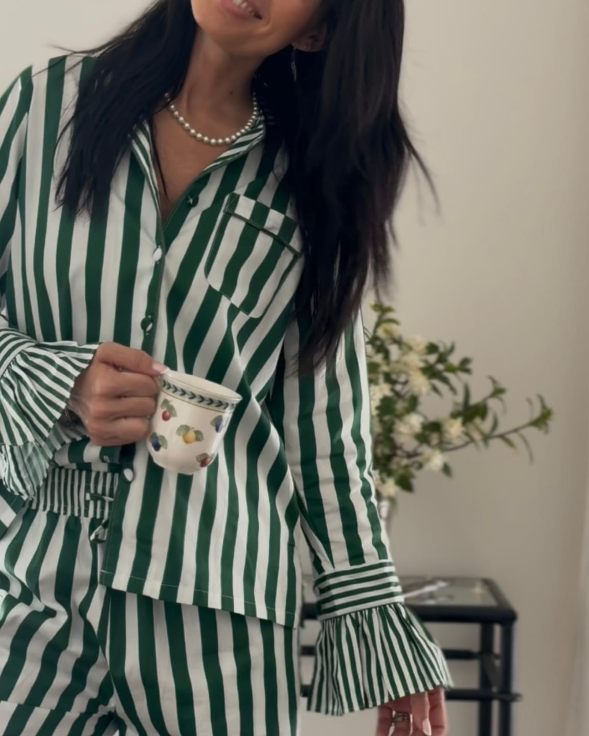 Customer photo review of Green Stripe Long Sleeve Pyjama Set