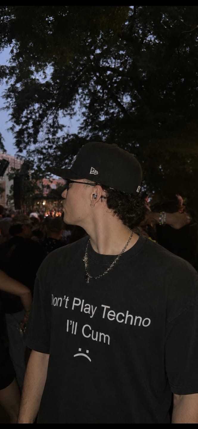 Customer photo review of Don't Play Techno T-SHIRT
