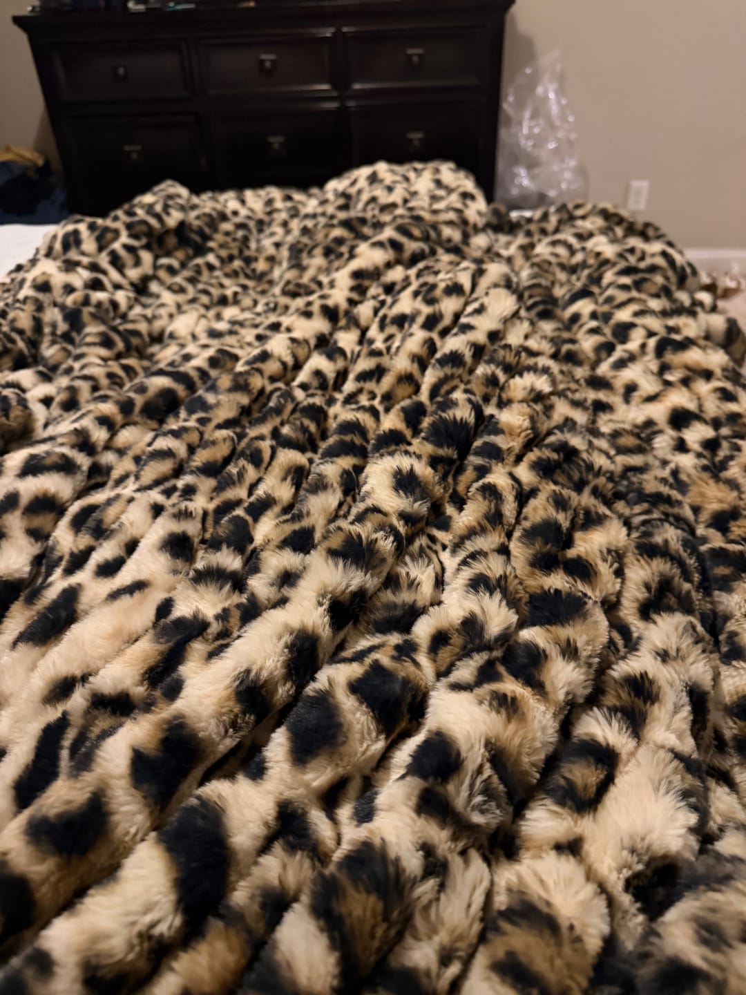 Customer photo review of Hugs Golden Leopard Blanket
