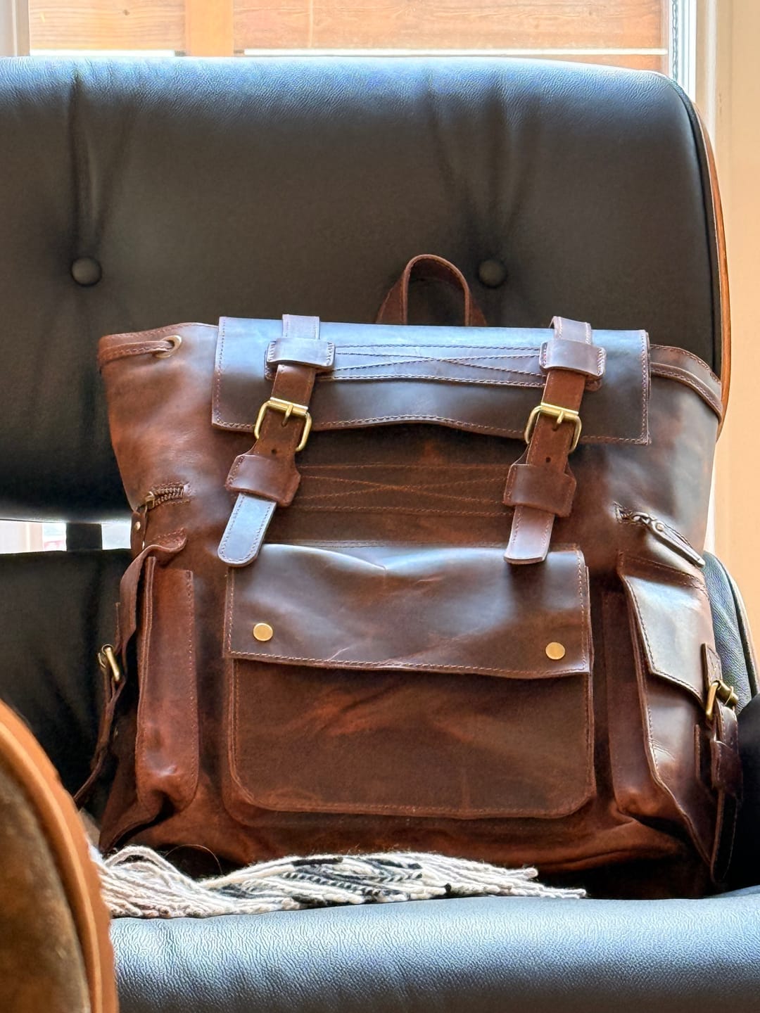 Customer photo review of Zenith | Buffalo Leather Travel Backpack