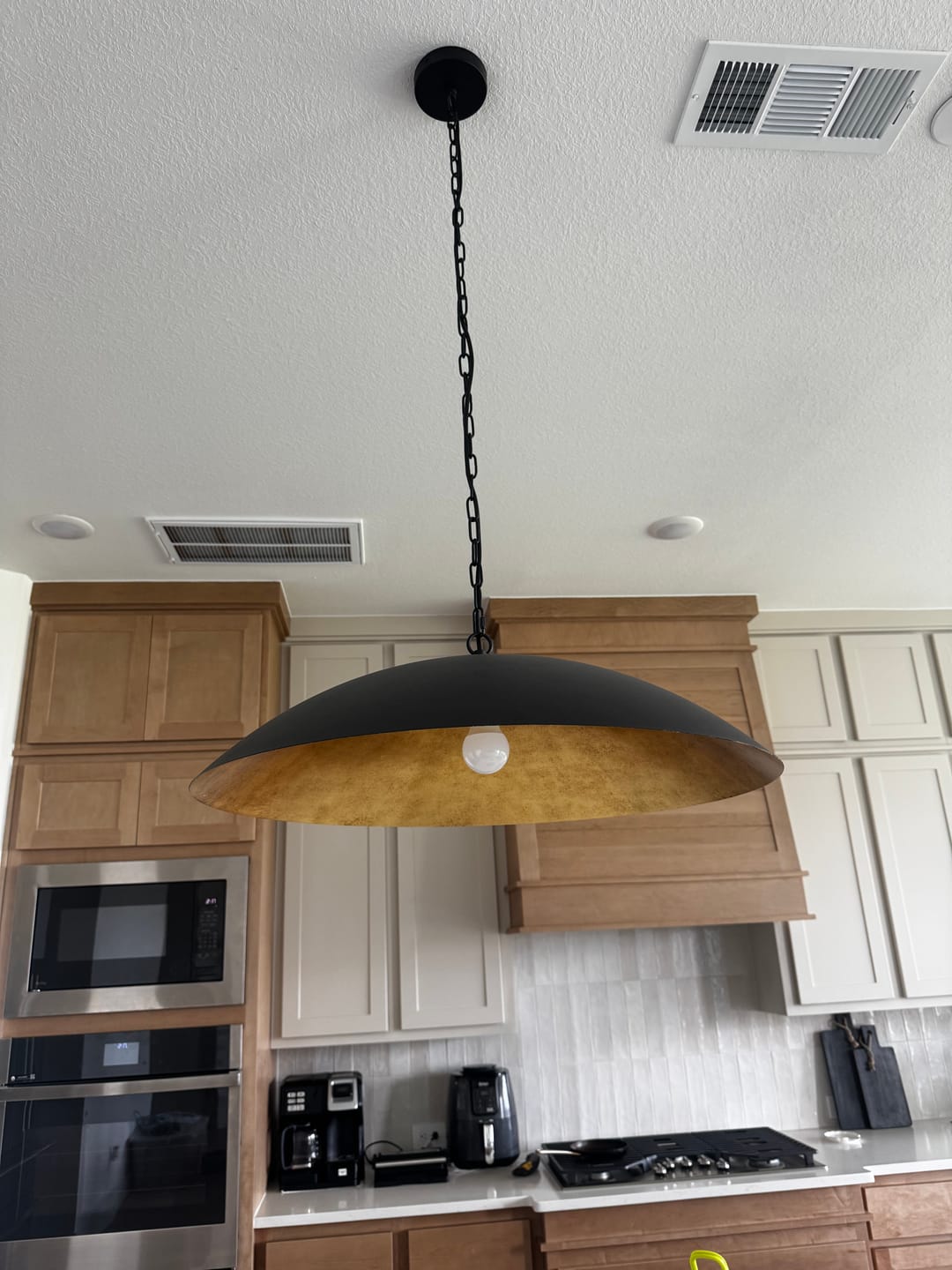 Customer photo review of Vintage Oversized Flat Dome Metal Pendant Light