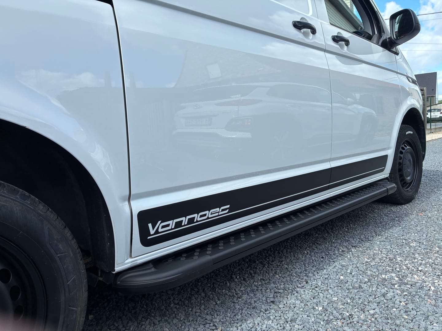 Customer photo review of Custom Text Volkswagen Multivan Transporter side decals