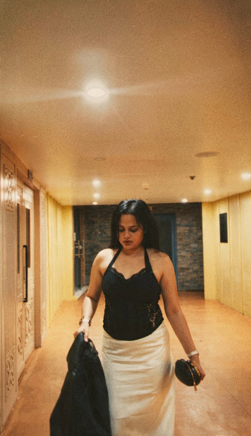 Customer photo review of Galore Satin Midi Skirt