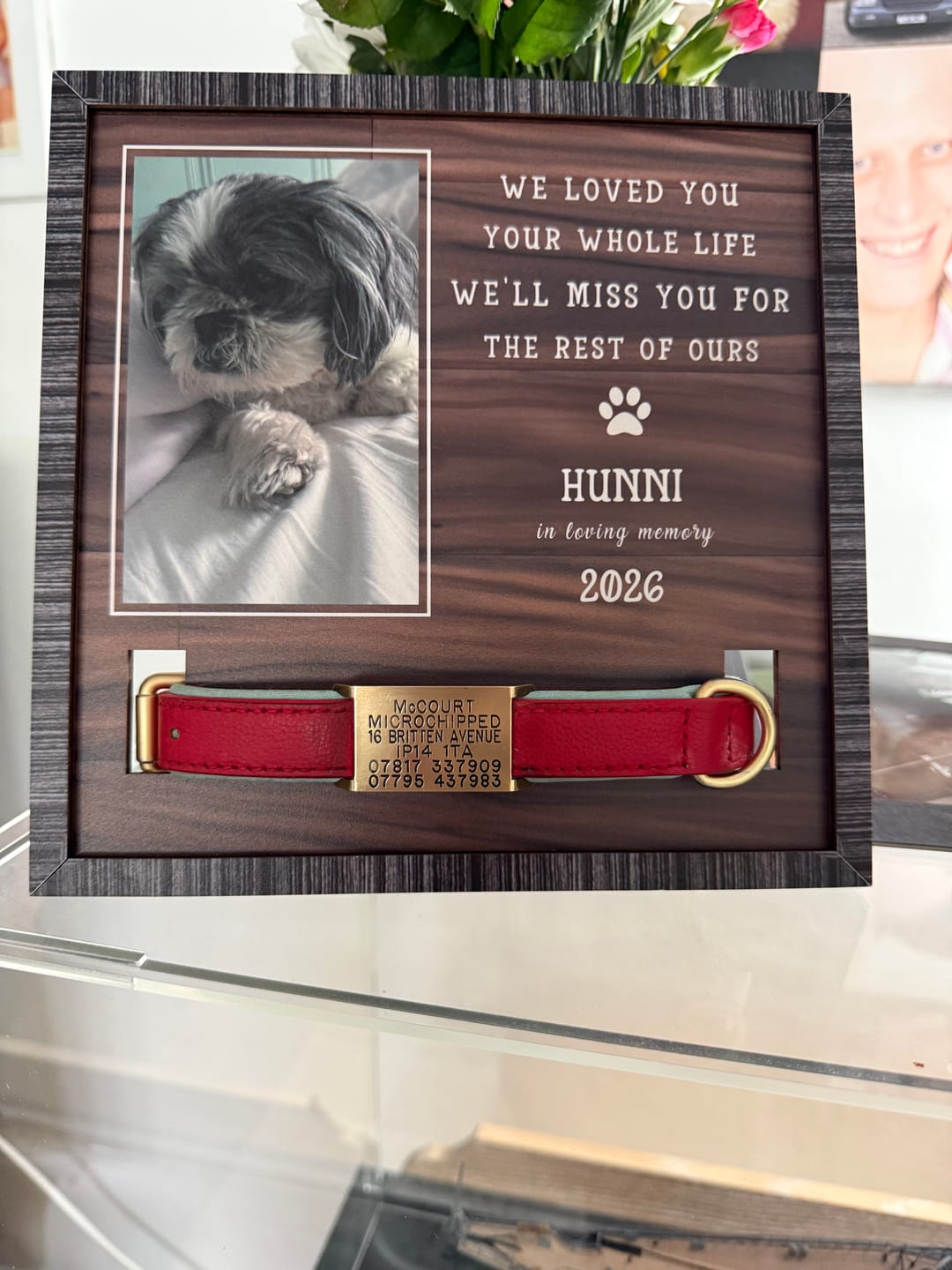 Customer photo review of Personalized Memorial Framed Leash Sign