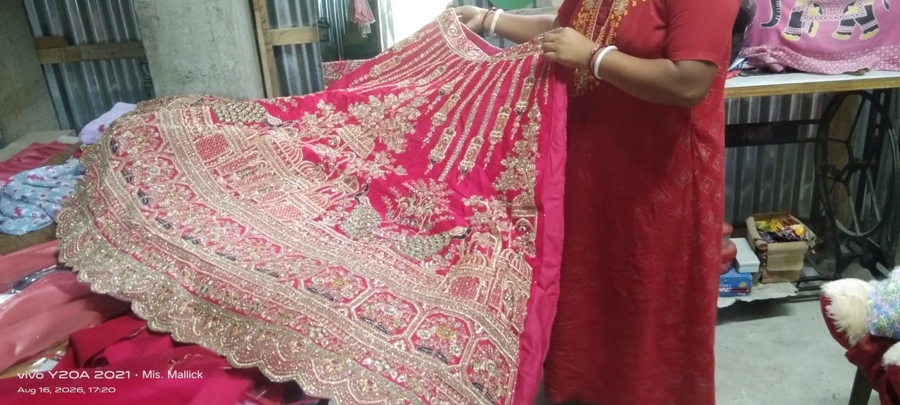 Customer photo review of Trending  Premium Silk With Zarkan Diamond & Embroidery Work Bridal Lehenga