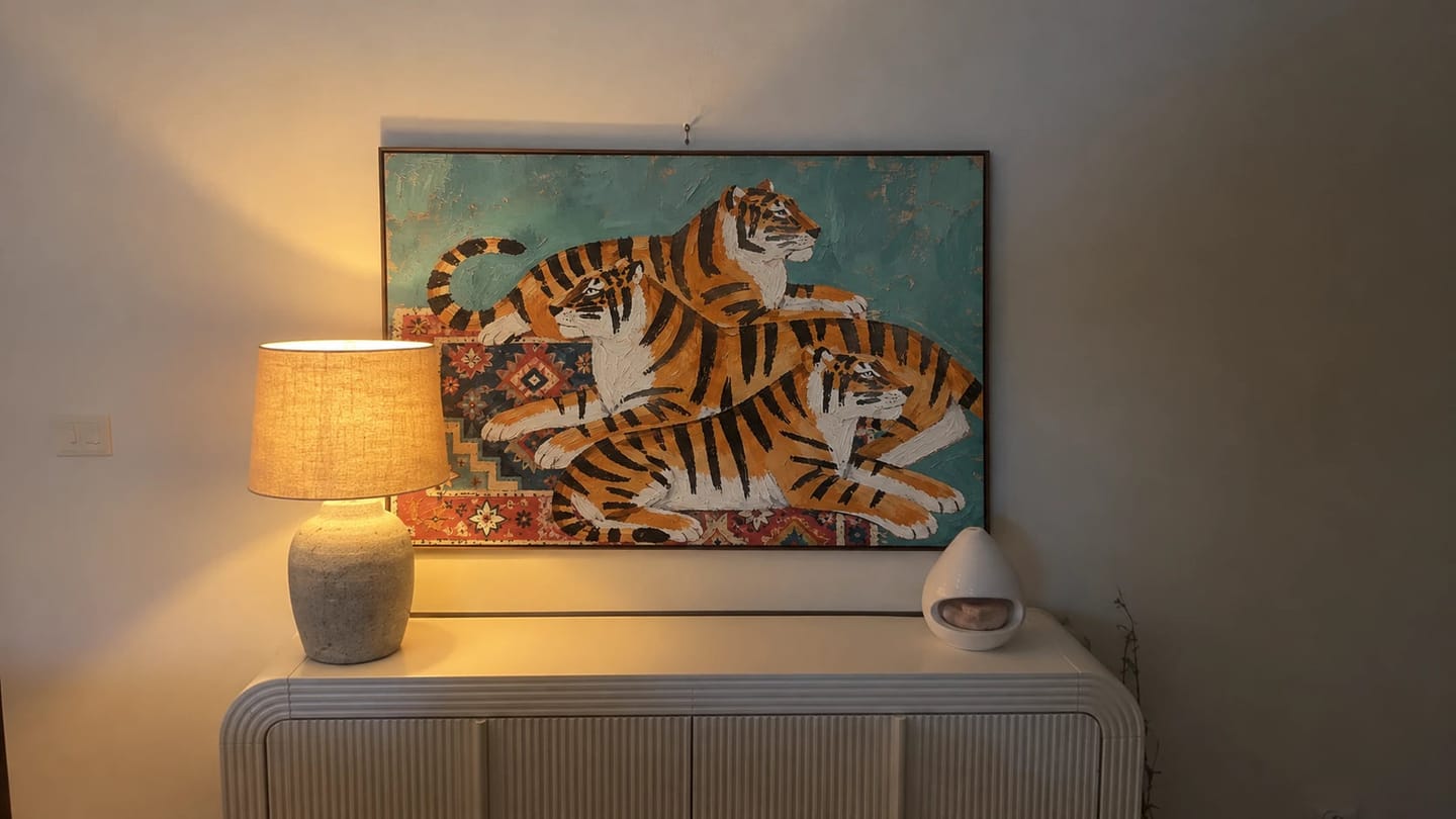 Customer photo review of Modern Folk Art｜Turquoise Tiger Gathering