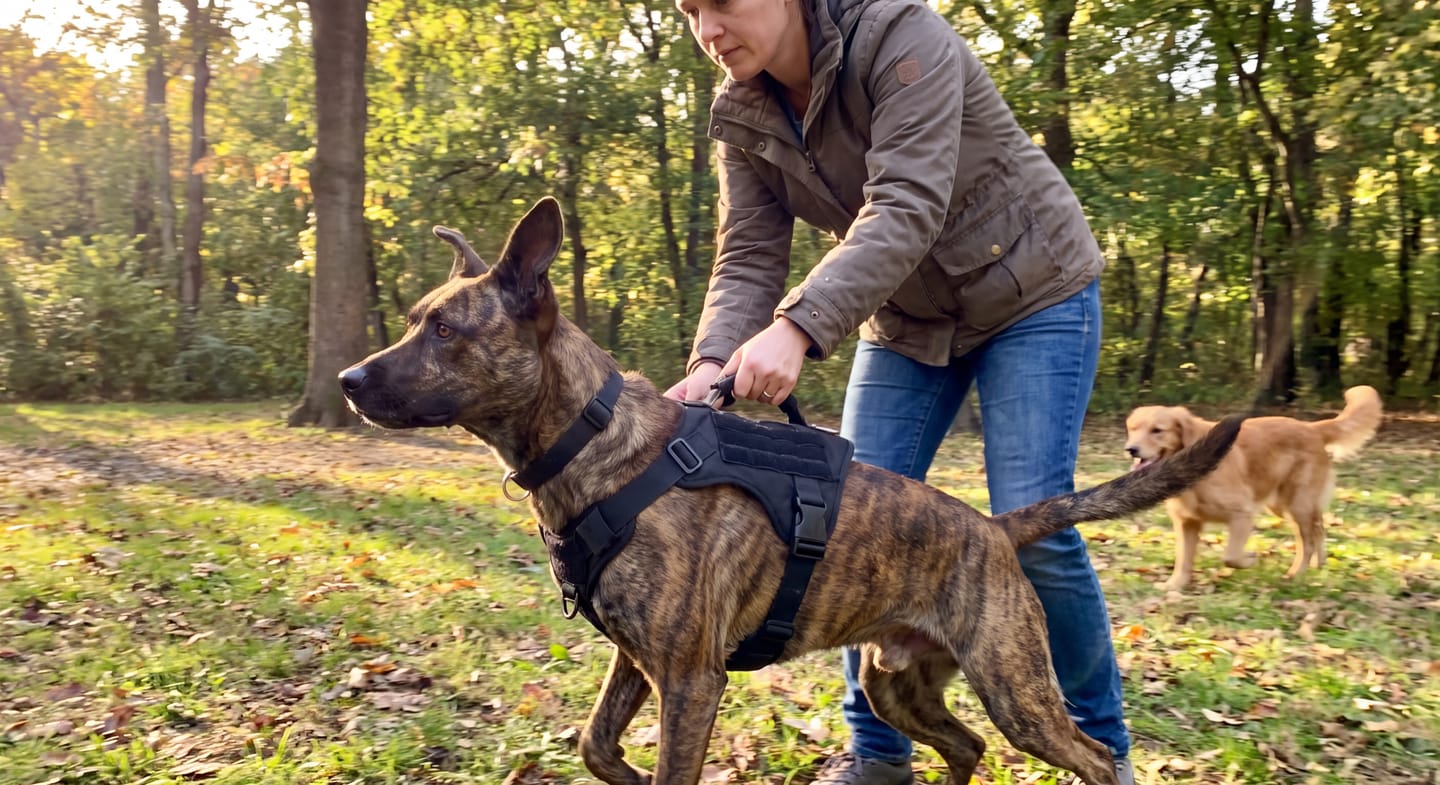Customer photo review of Paw & Calm™ Doble Control — Antitirones, Correa Incluida y Personalizado