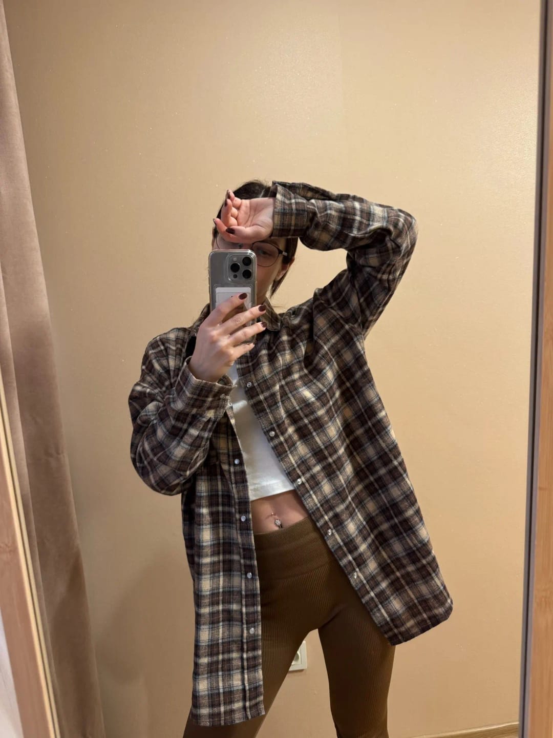 Customer photo review of Melissa Oversized Plaid Shirt