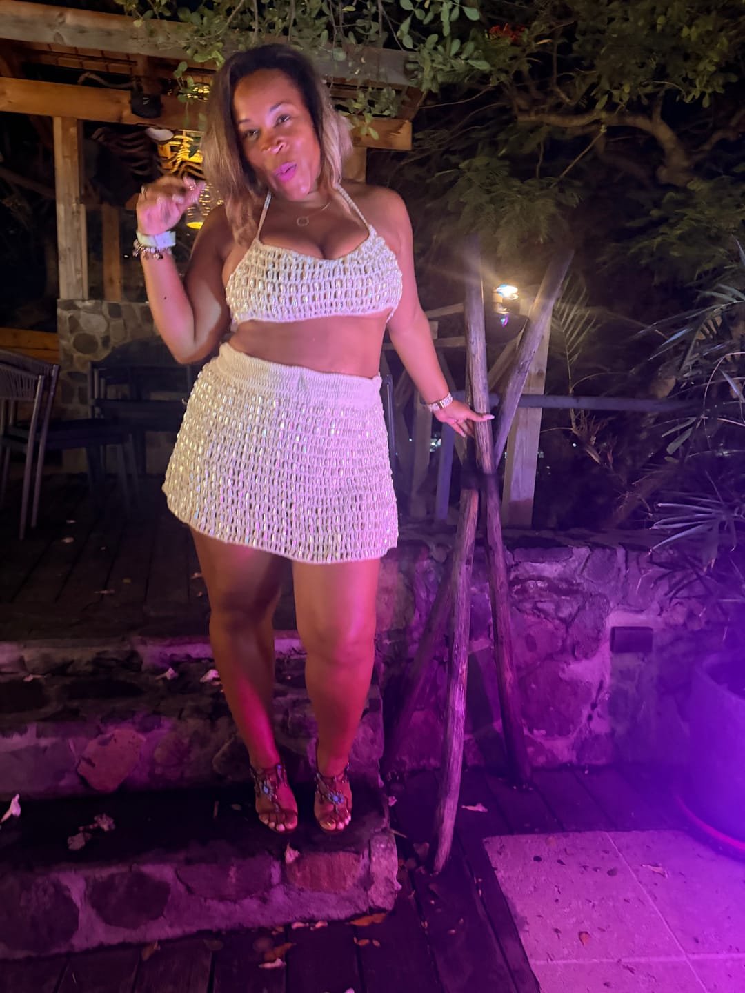 Customer photo review of Champagne after dark pearl set