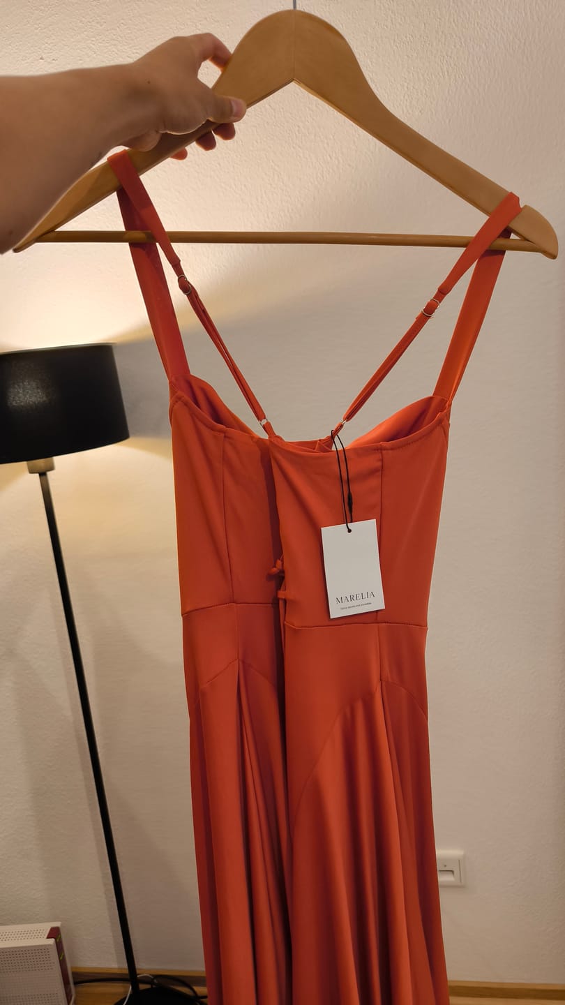 Customer photo review of Ruched Lace-Up Back Maxi Dress