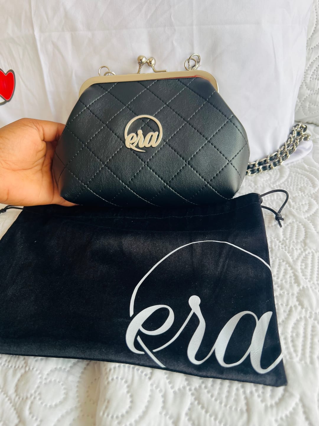 Customer photo review of ERA Mini Kisslock Chain Bag – Black