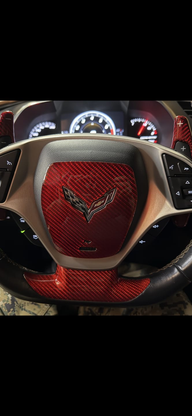 Customer photo review of C7 Corvette Carbon Fiber Center Steering Wheel Overlay 2014-2019