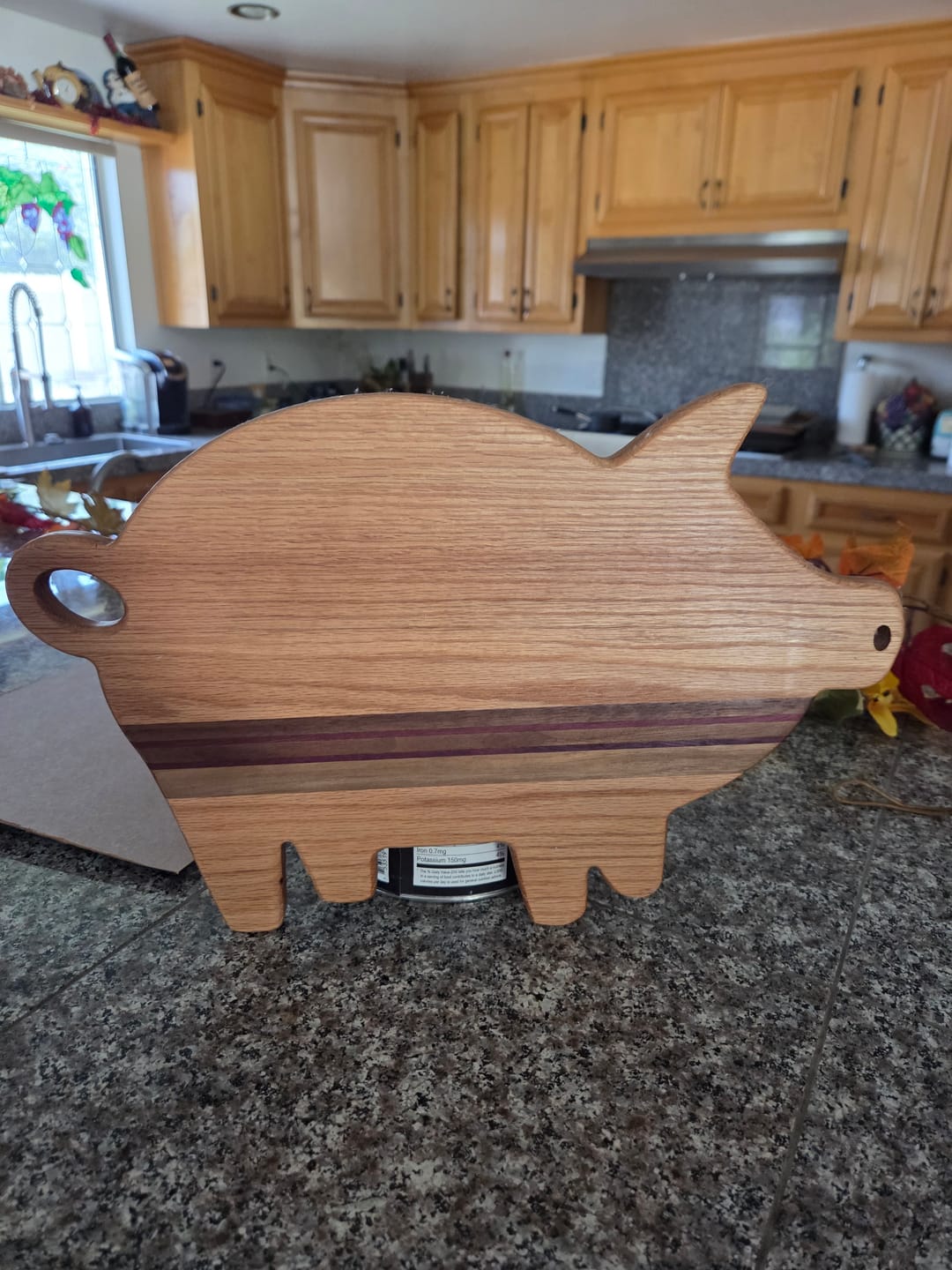 Customer photo review of 15.9x10.5" Pig Shaped Serving Board Acrylic Router Template
