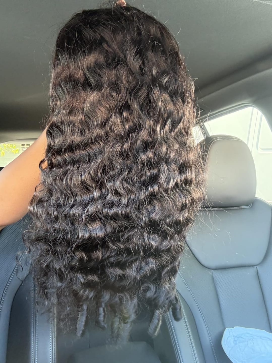 Customer photo review of Wavymy Burmese Curly Drawstring Half Wigs Seamless Flip Over Wig Beginner Friendly No Lace No Glue Human Hair 180% Density