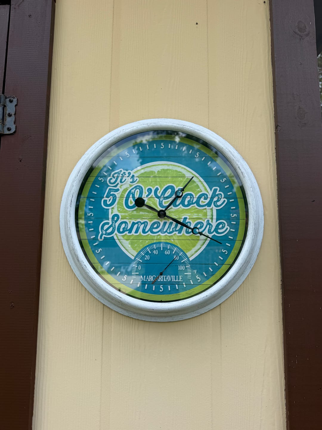 Customer photo review of 15.75" 5 o'Clock Somewhere I/Outdoor Wall Clock
