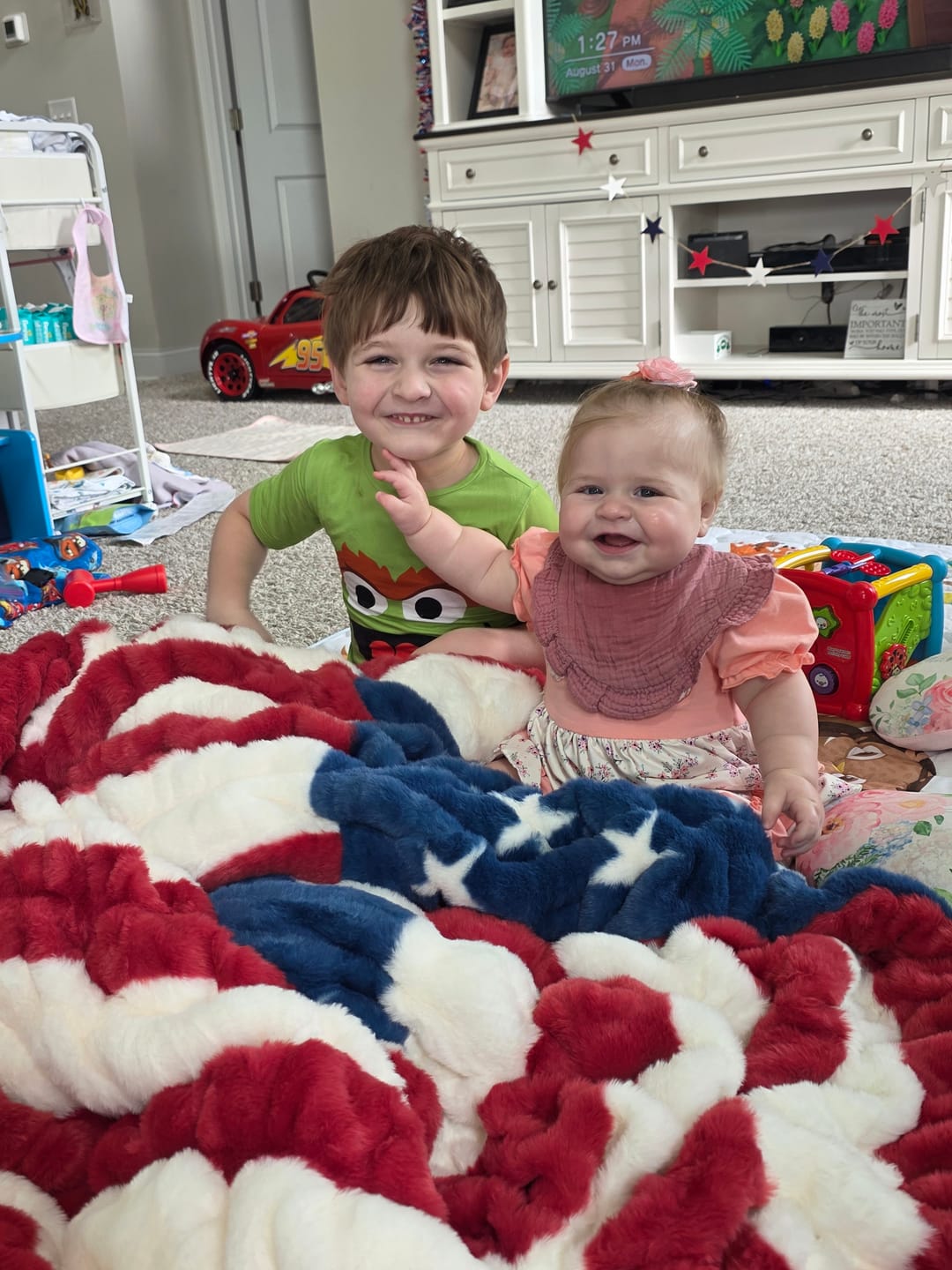 Customer photo review of Hugs Flag Blanket