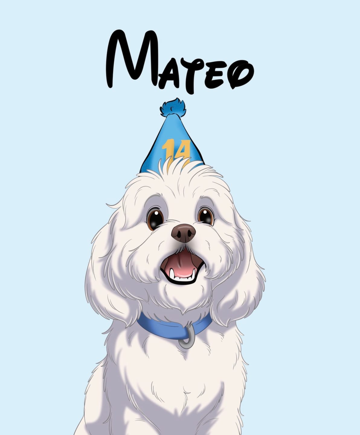 Customer photo review of Custom Hand-Drawn Cartoon Pet Portrait