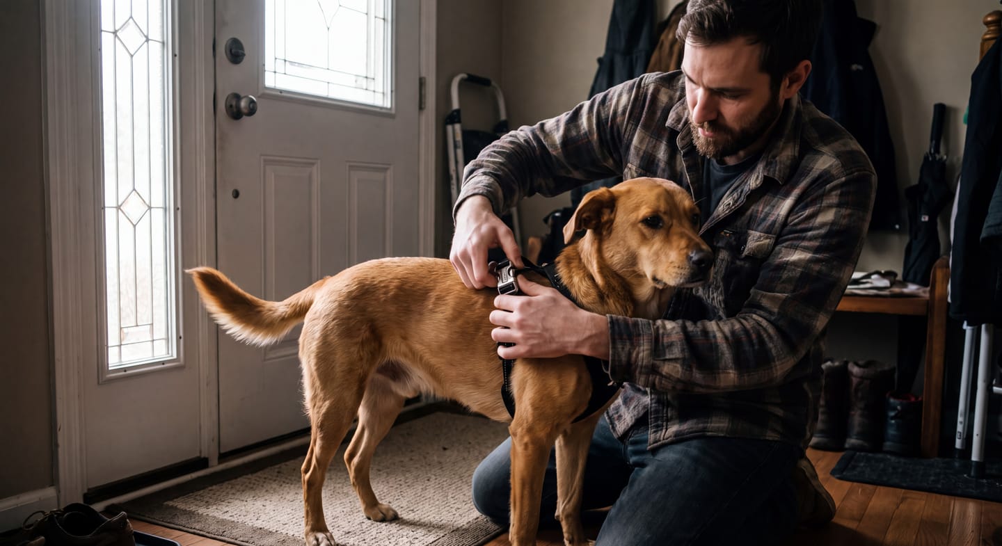 Customer photo review of Paw & Calm™ Doble Control — Antitirones, Correa Incluida y Personalizado