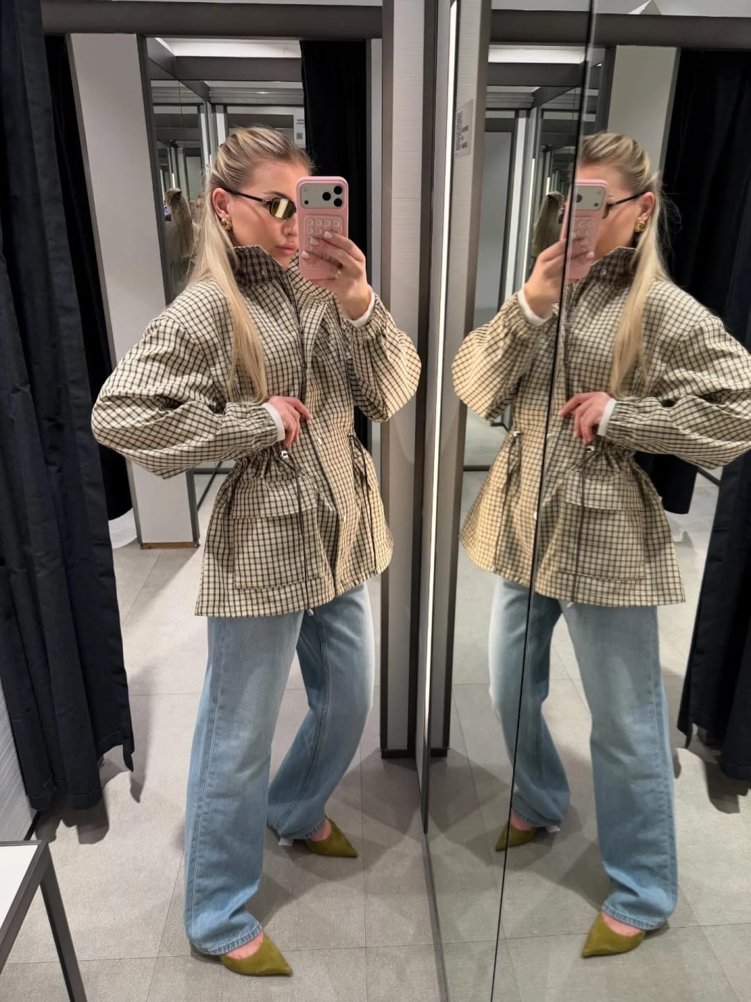 Customer photo review of Ellen High-Neck Plaid Jacket