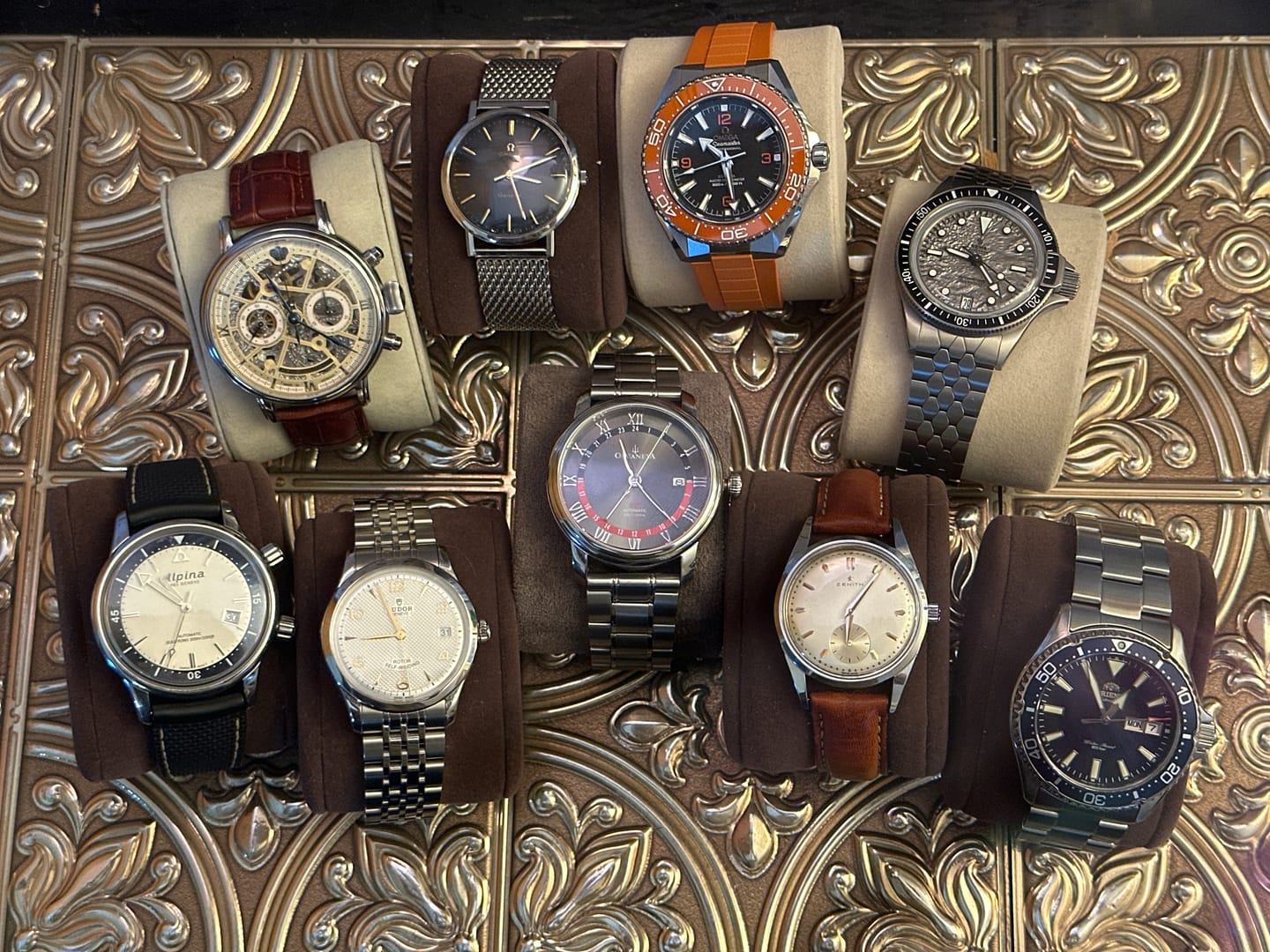 Customer photo review of Oceaneva Men's OceanTrek GMT Automatic 200m Leather Watch Black