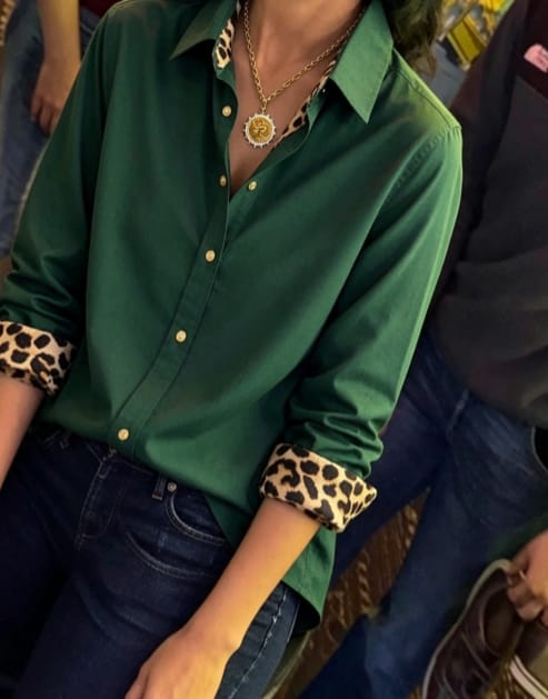 Customer photo review of Leopard-Cuff Classic Shirt