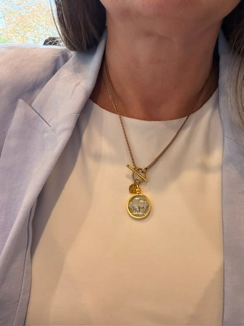 Customer photo review of Buffalo nickel necklace