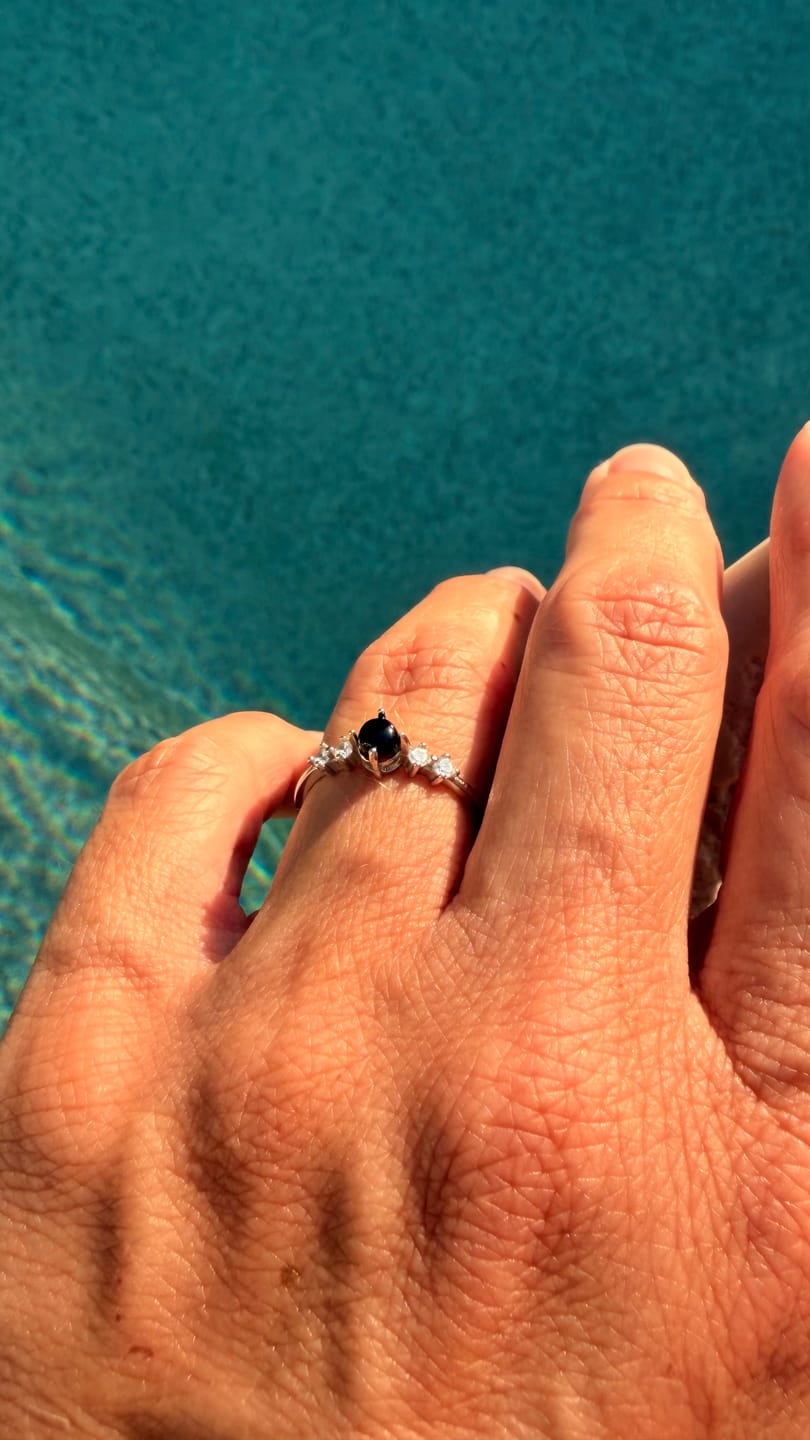 Customer photo review of Obsidian Ring - Perlenschliff rund