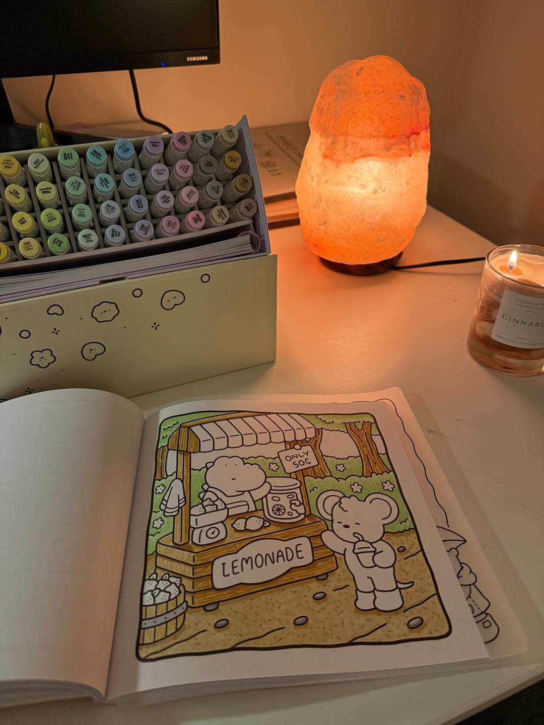 Customer photo review of Ohuhu x Coco Wyo Cozy Mood Coloring Kit, Honolulu B 48 Colors Alcohol Markers with Brush & Fine Dual Tips, Coloring Book with Mood Tracker Pages