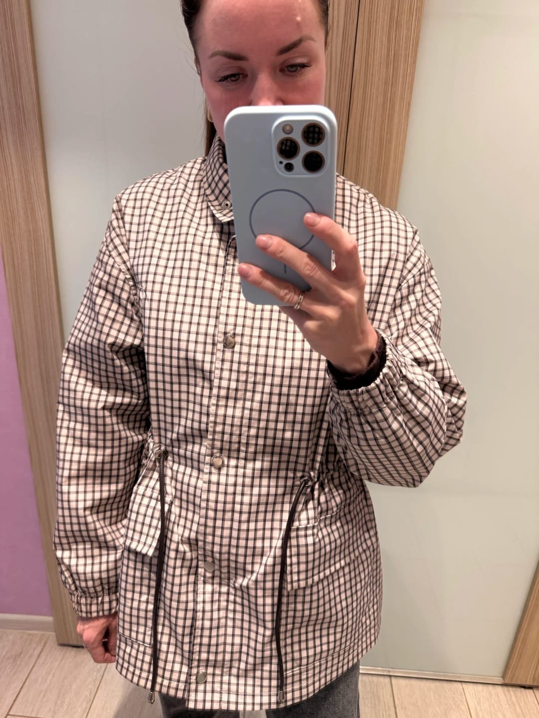 Customer photo review of Ellen High-Neck Plaid Jacket