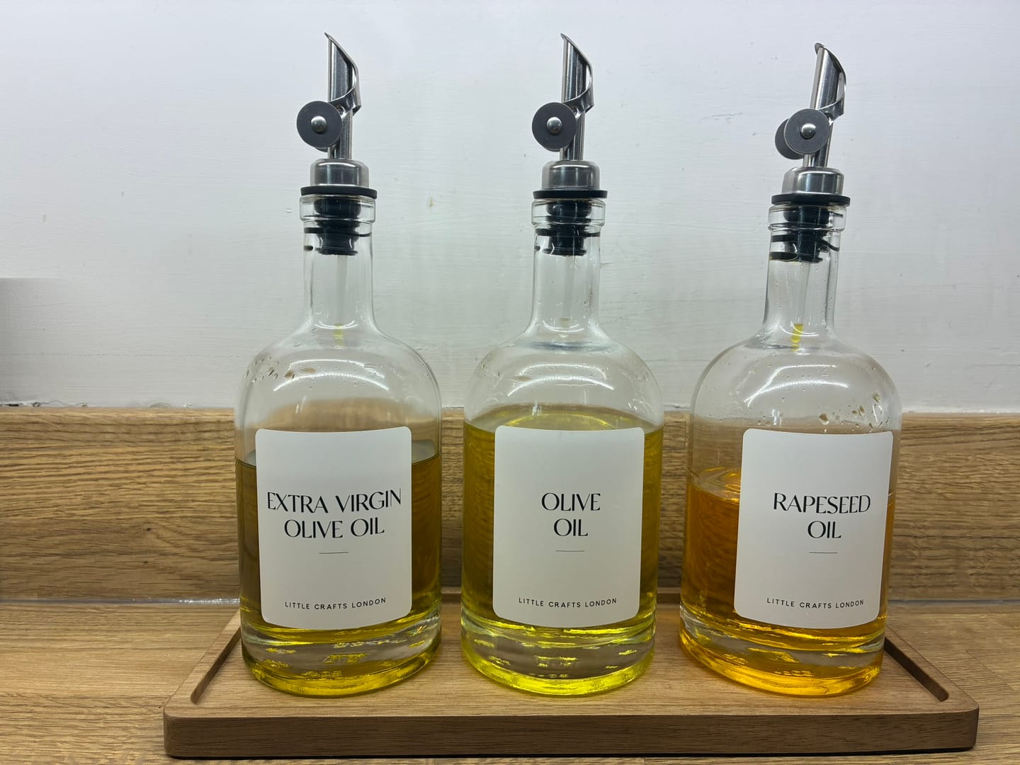 Customer photo review of Set of 3 Round Glass Oil Bottle 500 ML & Rectangle Tray