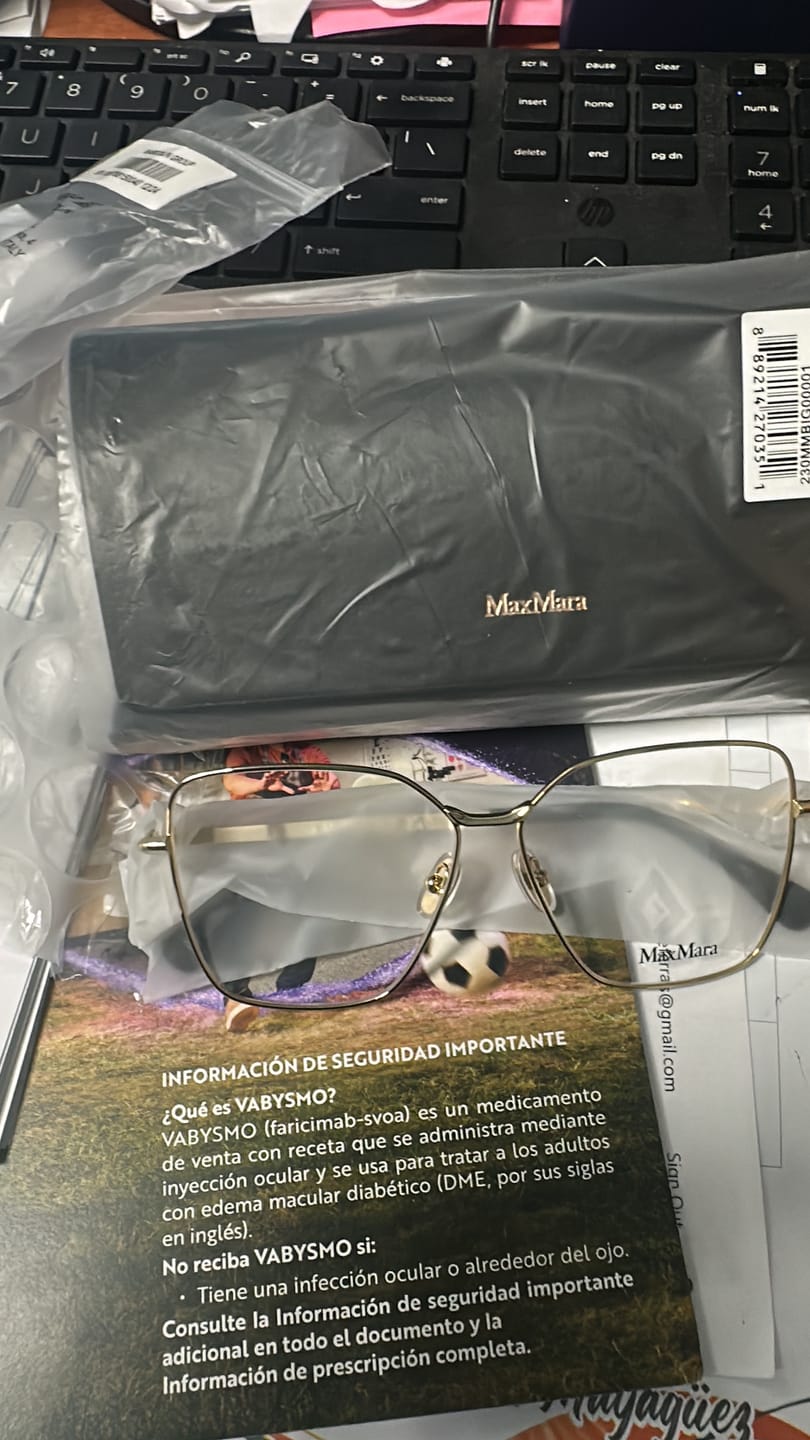 Customer photo review of Max Mara Women's Eyeglasses - Pale Gold Metal Rectangular Full Rim Frame | MM5187 032