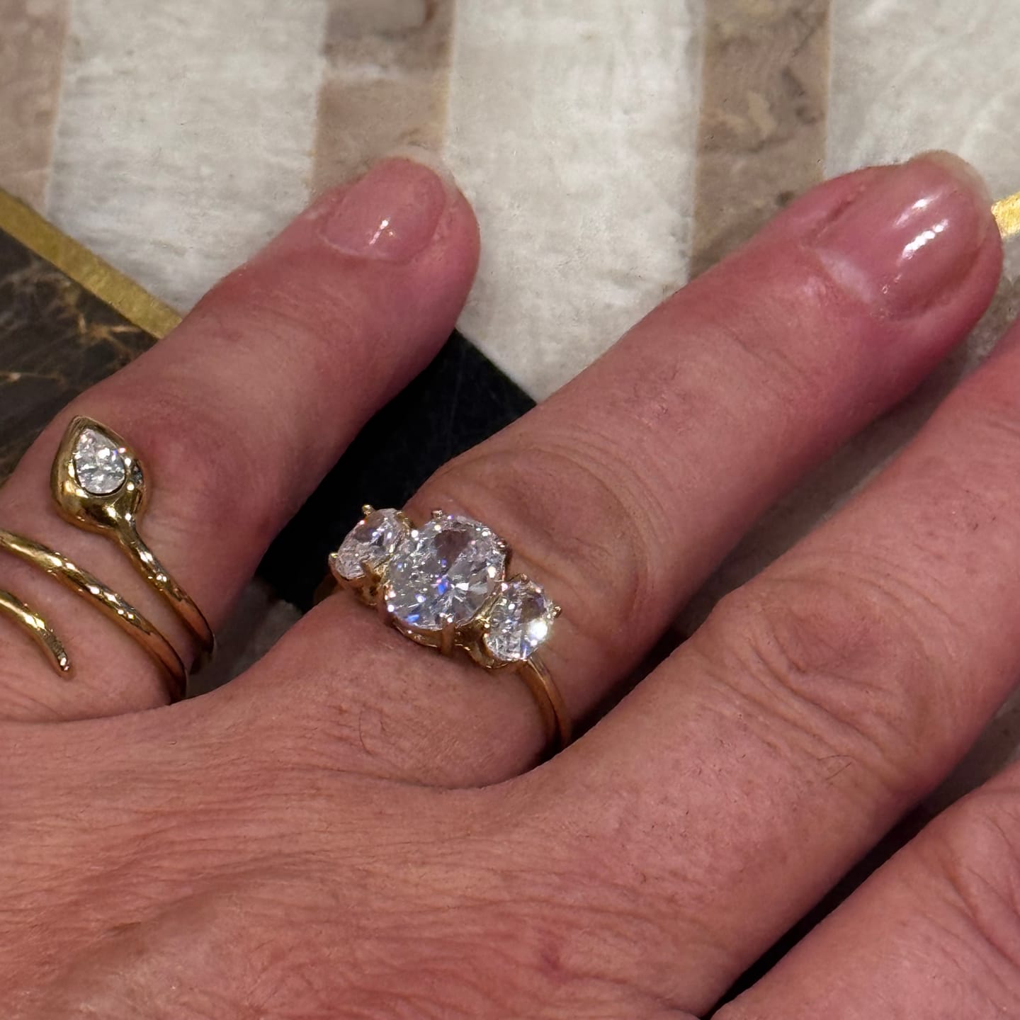 Customer photo review of Oval Triology Diamond-Inspired Ring