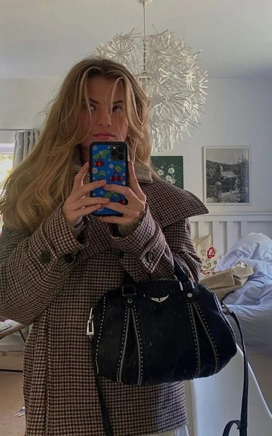 Customer photo review of Nadia Houndstooth Wool Coat