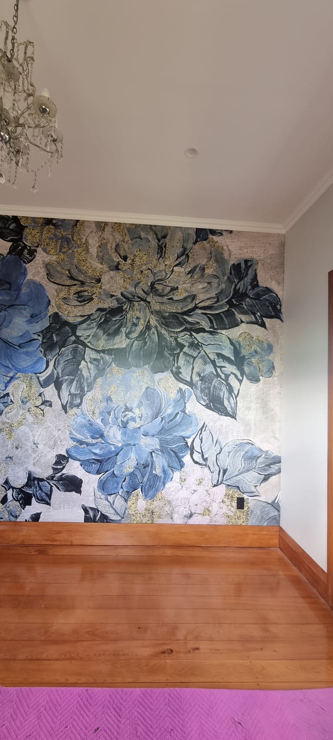 Customer photo review of Vintage Blue Garden - Custom Sized Wallpaper Mural (per m2)