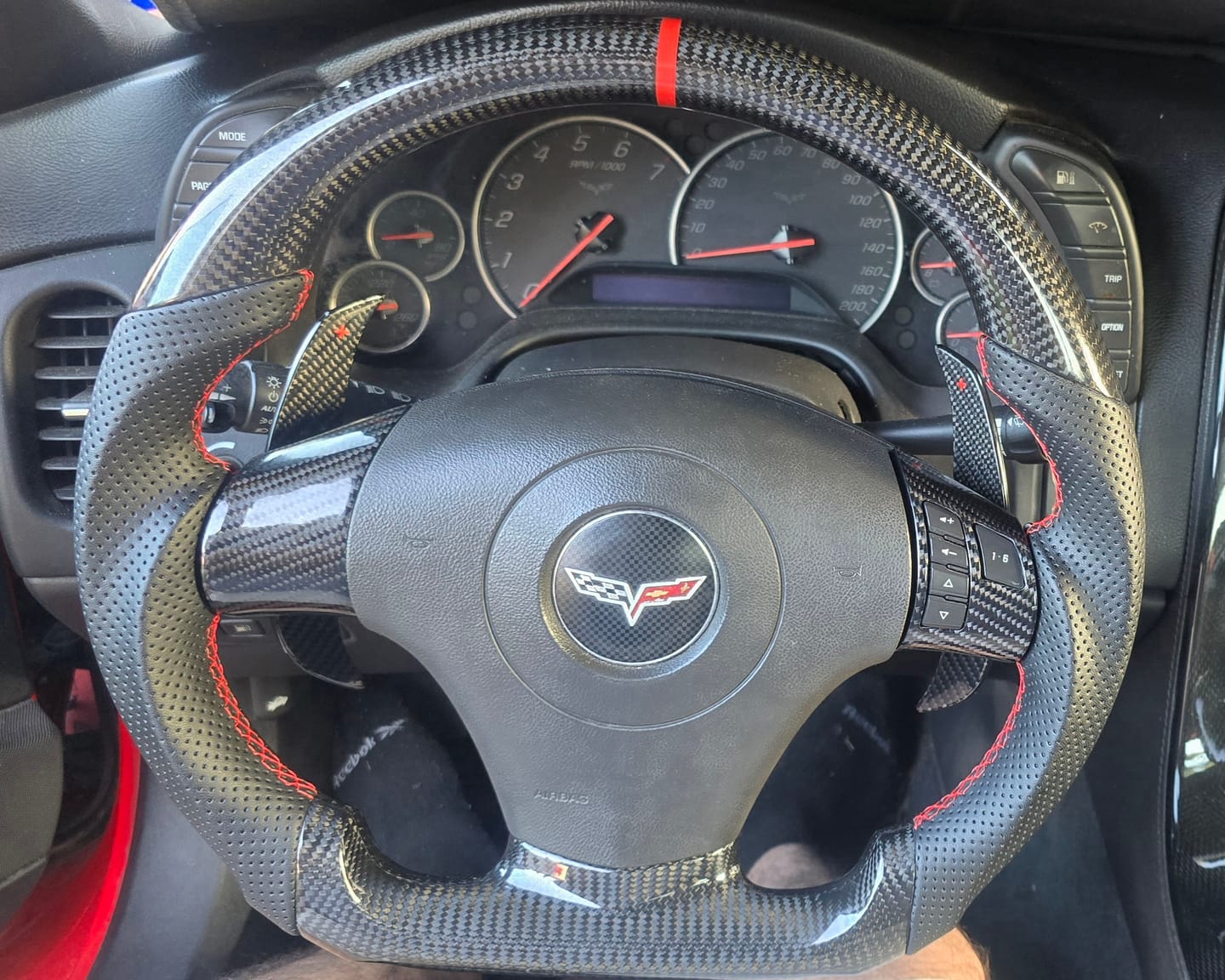 Customer photo review of Genuine Carbon Fiber Steering Wheel With Button Trim For C6 Corvette 2006-2011