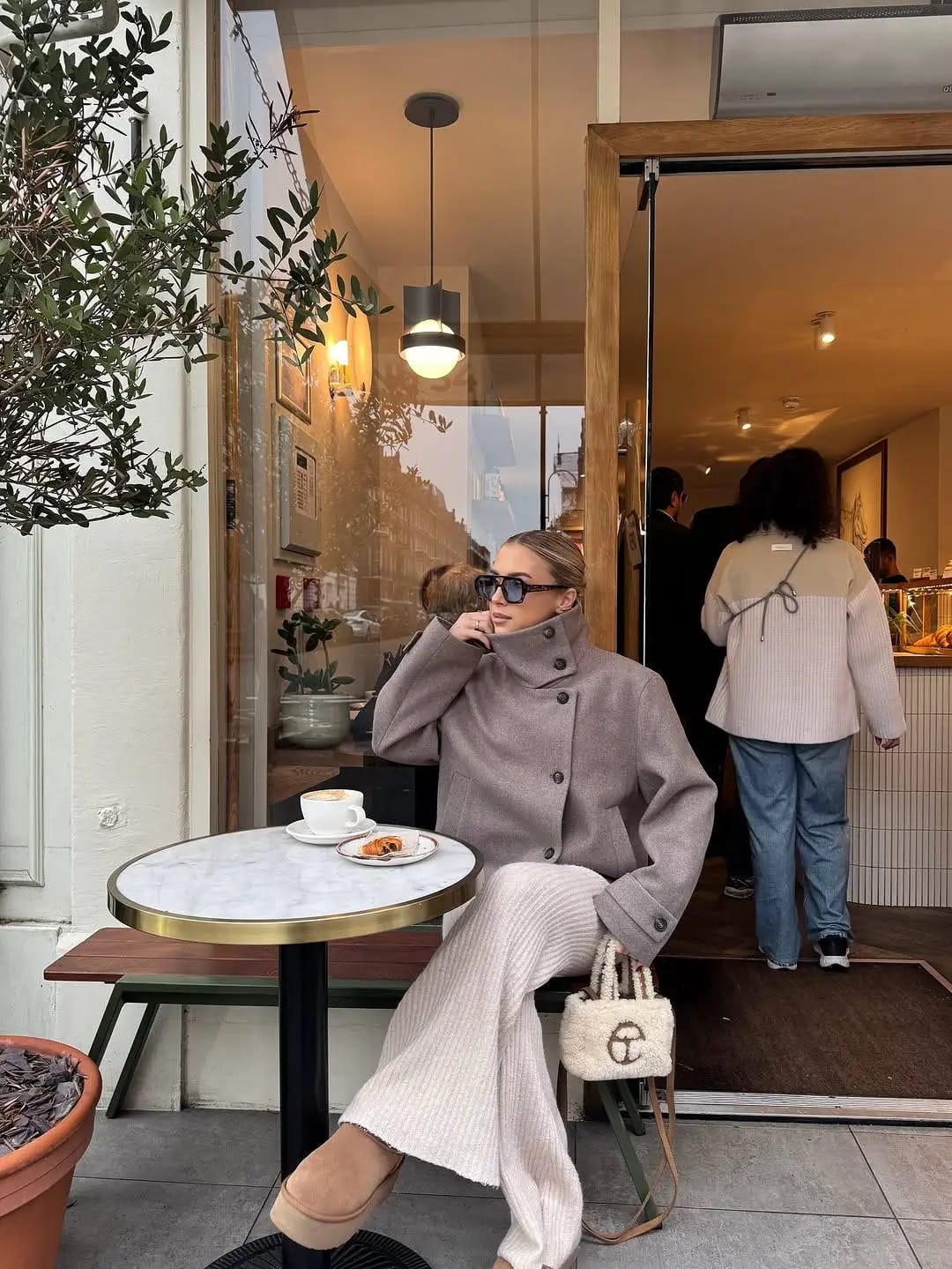 Customer photo review of Rose Buckle Stand Collar Coat