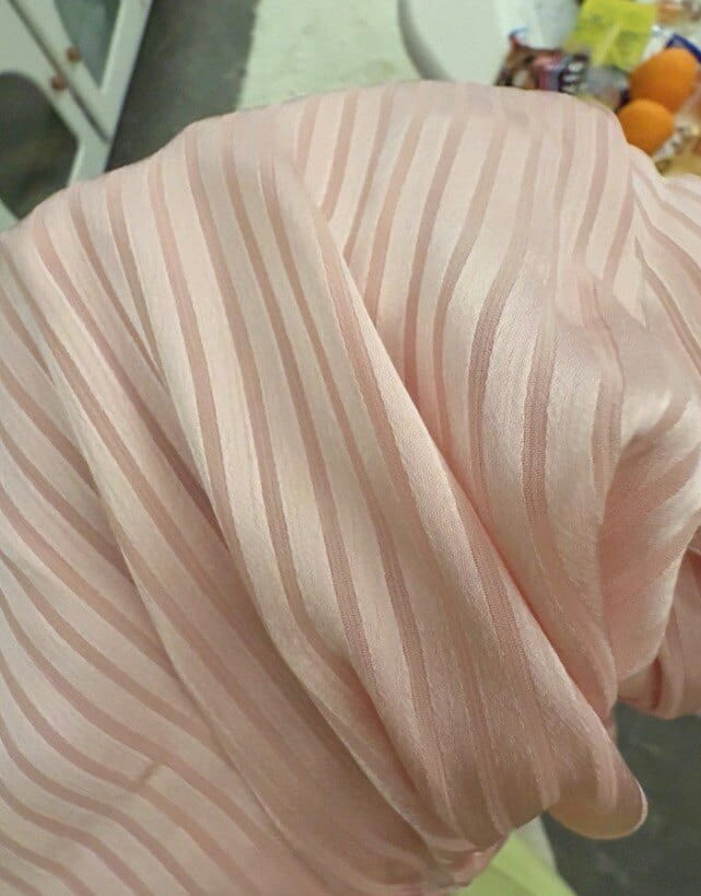 Customer photo review of VATTY™ Women's Pink Satin Striped Long-Sleeve Shirt