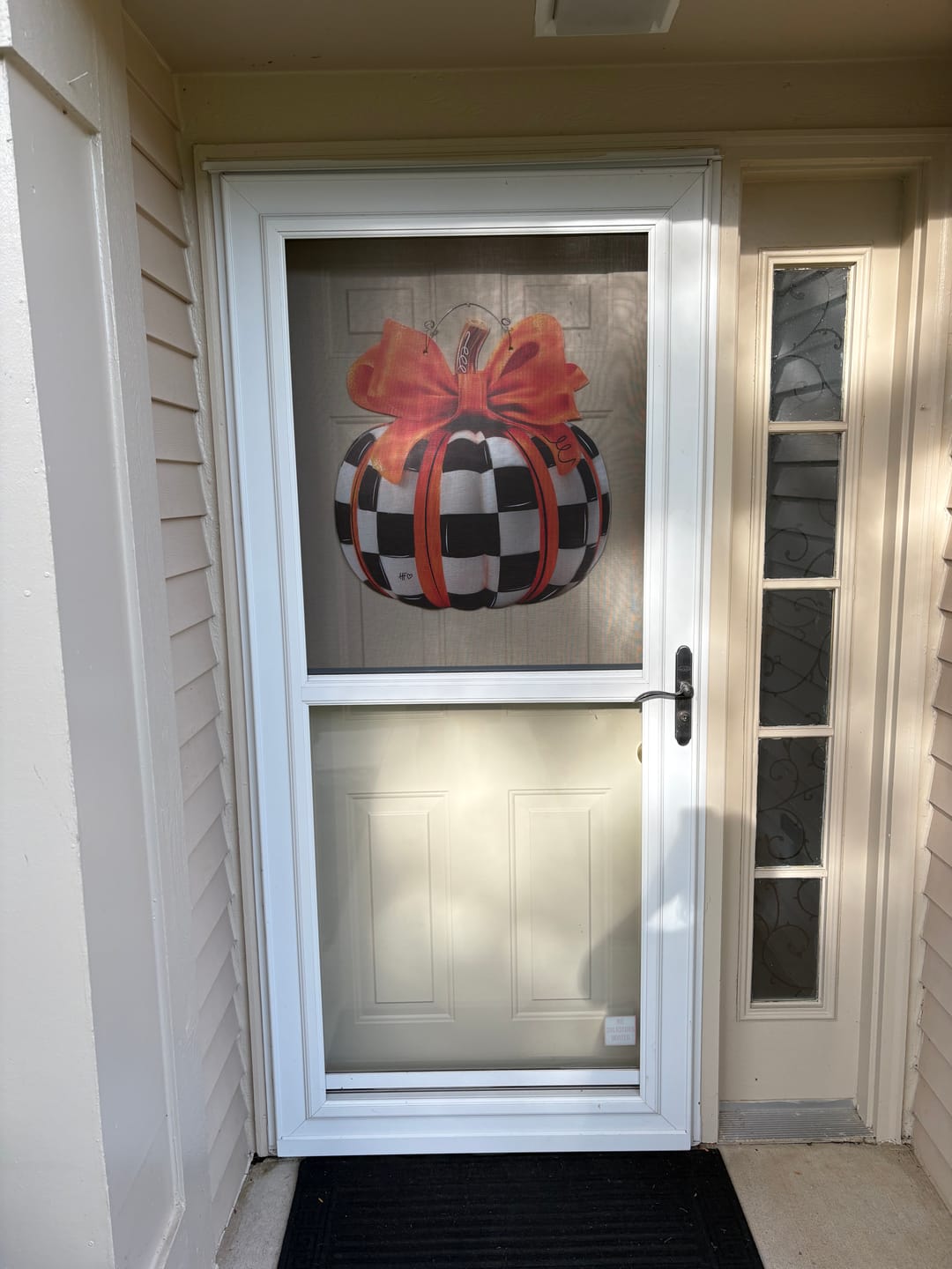 Customer photo review of Elegant Checkered Pumpkin Door Hanger