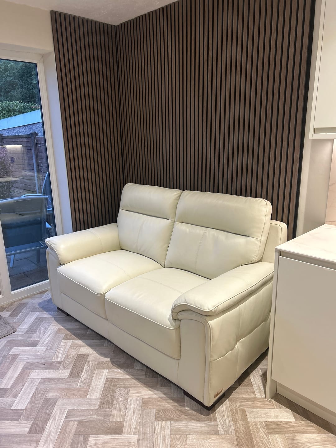 Customer photo review of Cosina Small 2 Seater Leather Sofa, Ivory