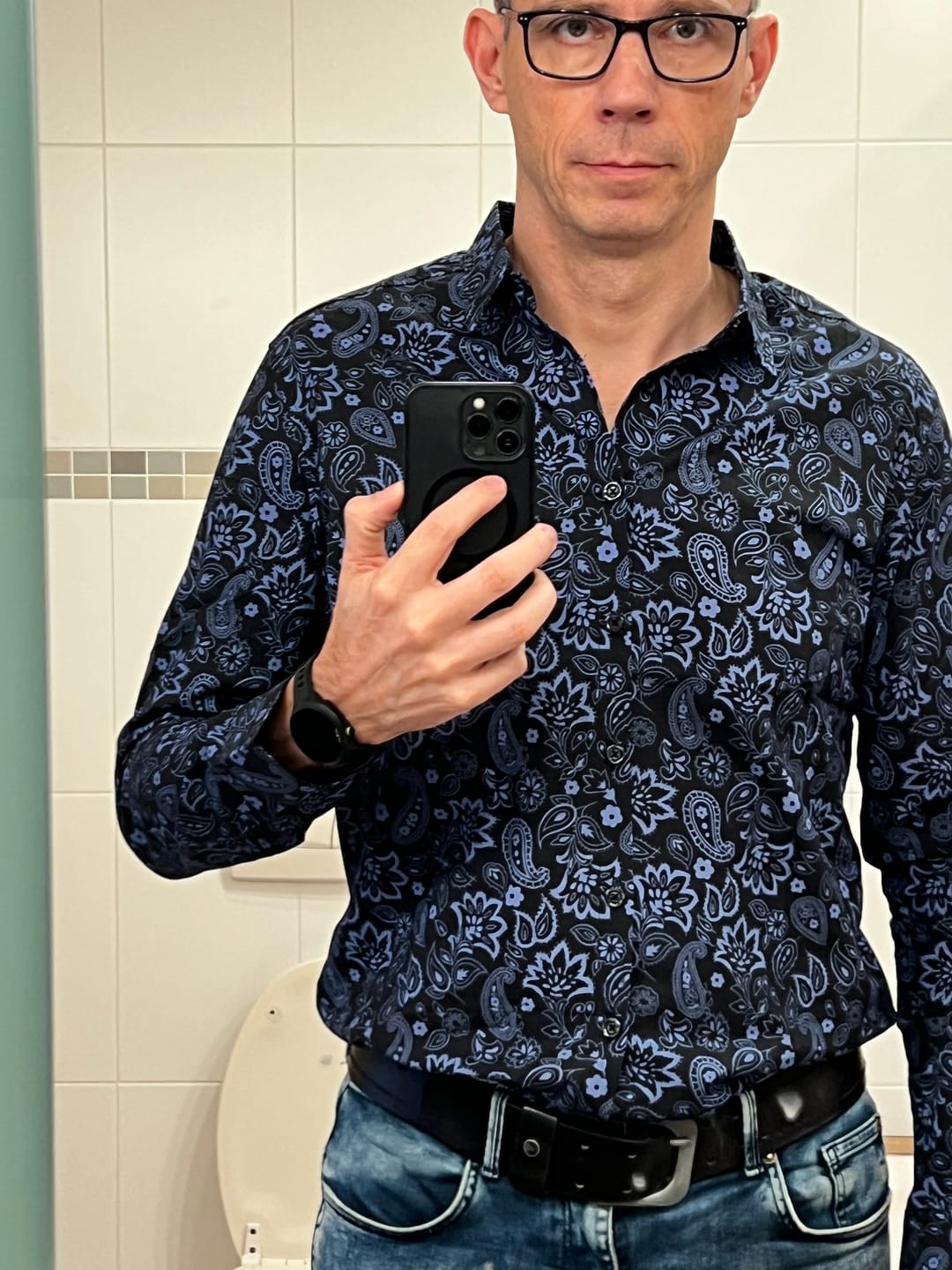 Customer photo review of Herren Baumwolle Vintage-Paisleymuster Langarmhemd