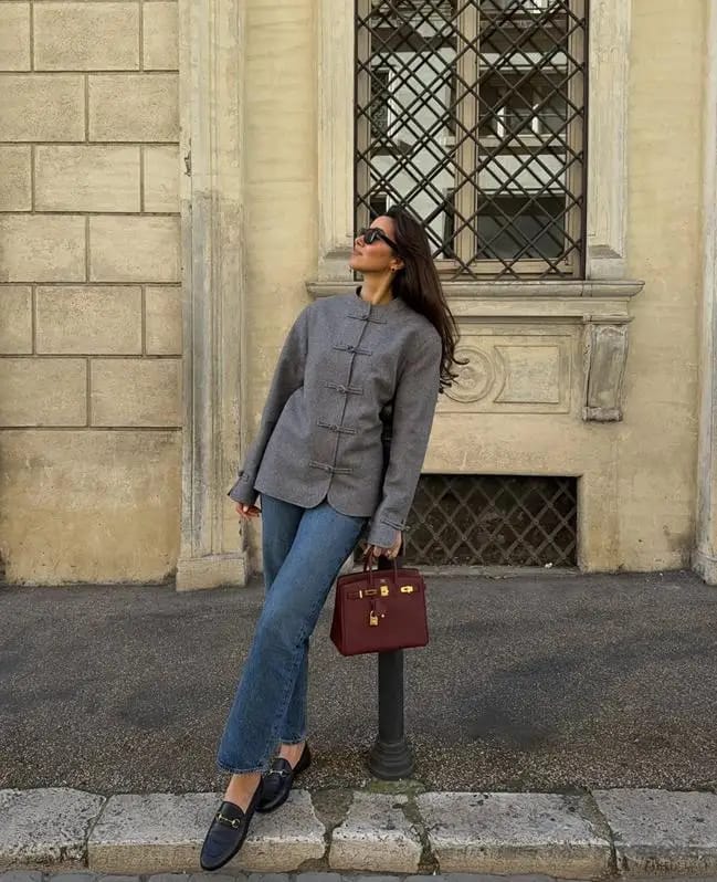Customer photo review of Gloria Double-Faced Knot Mandarin Jacket