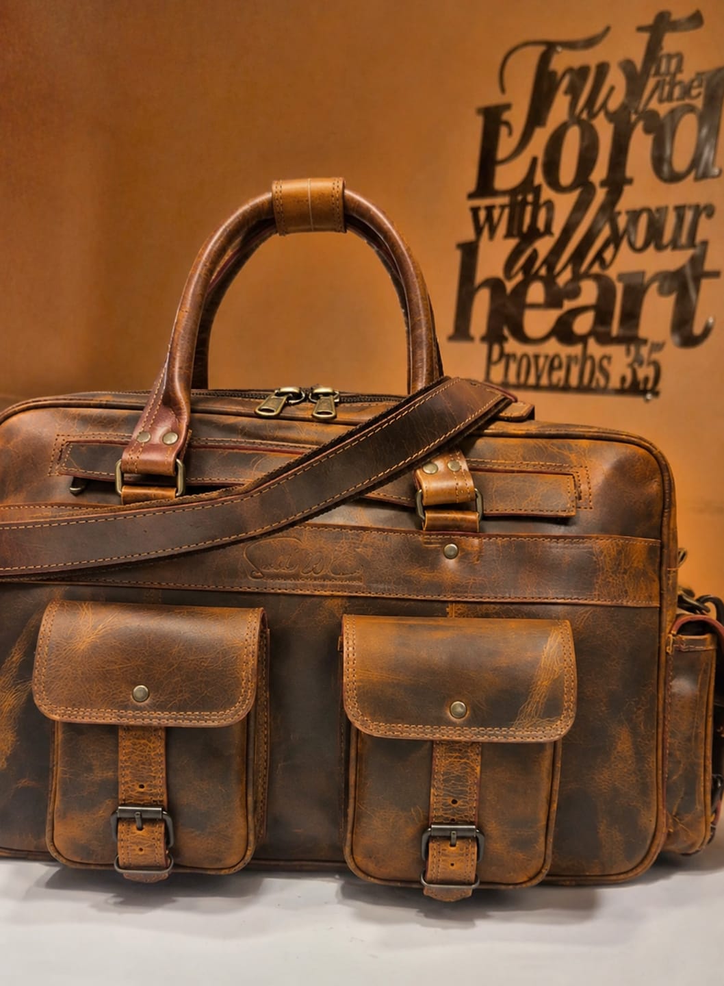 Customer photo review of Imperium | Leather Heritage Briefcase | Rustic Chestnut