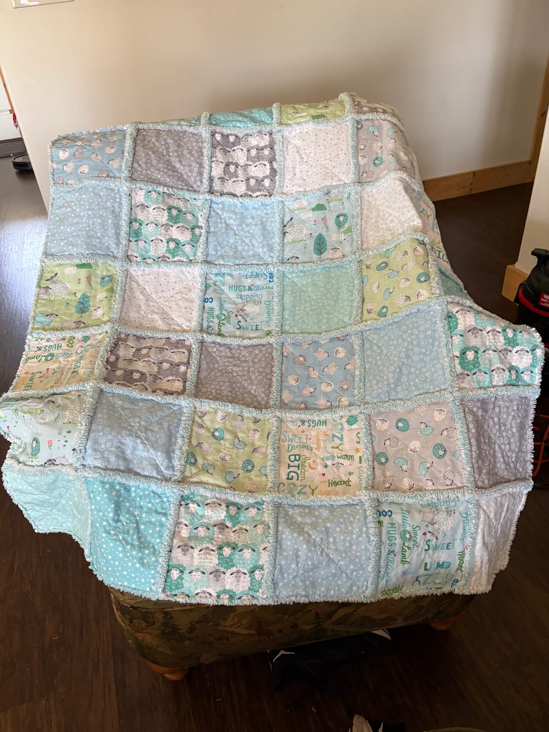 Customer photo review of Sweet Little Lamb Fabric Collection - Little Stars Aqua