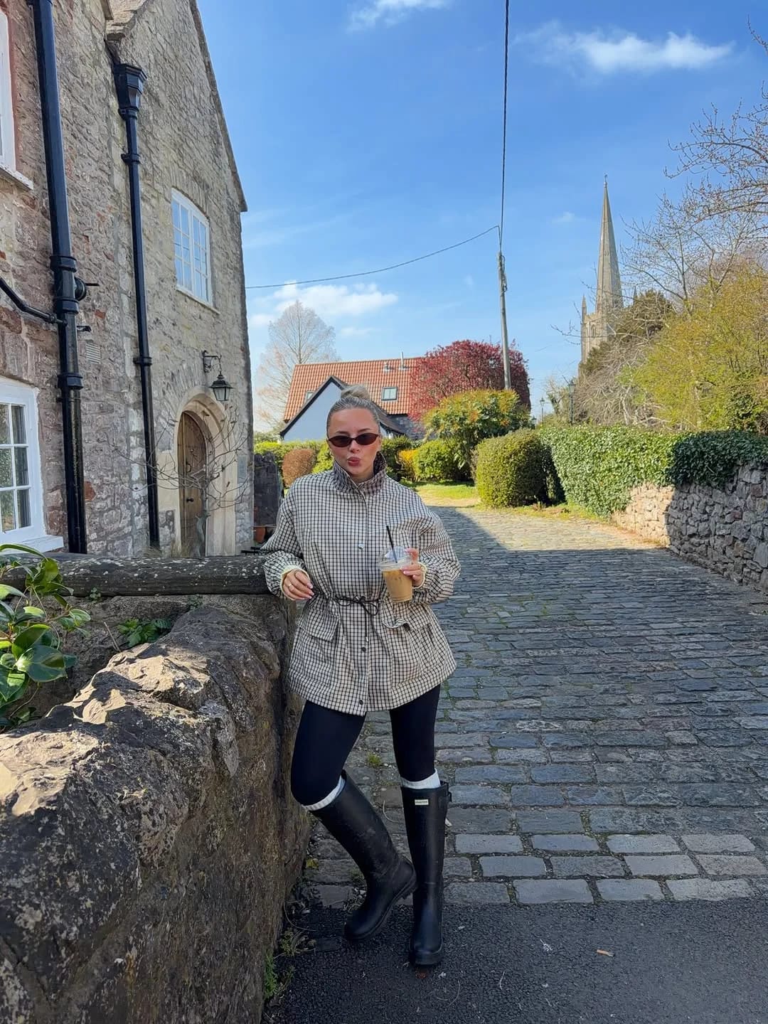 Customer photo review of Ellen High-Neck Plaid Jacket